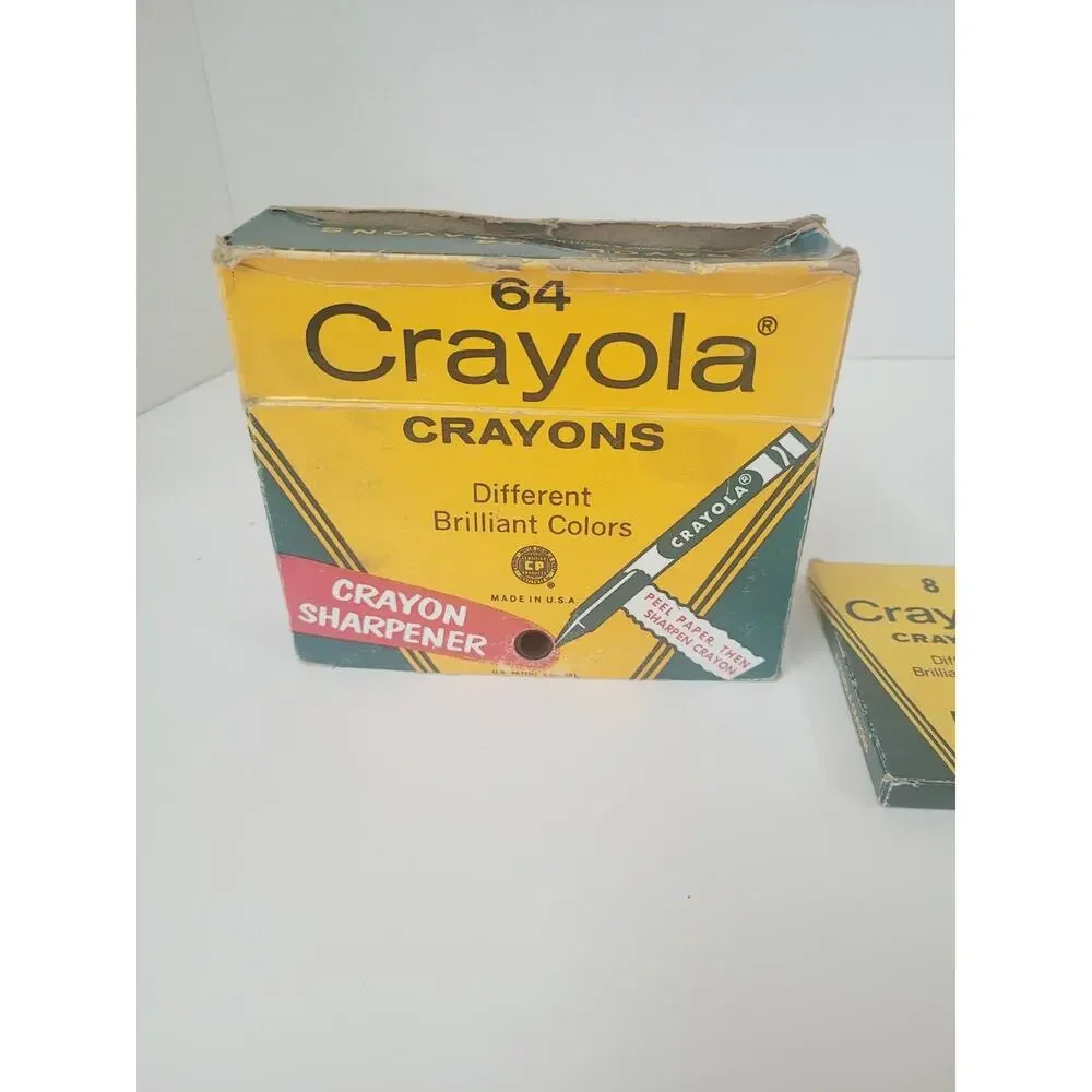 Crayola Crayons Binney & Smith 8 64 Vtg USA Retired Indian Red Thistle Maize Lot